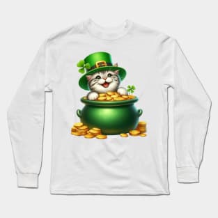 St Patricks Day American Shorthair Cat Long Sleeve T-Shirt